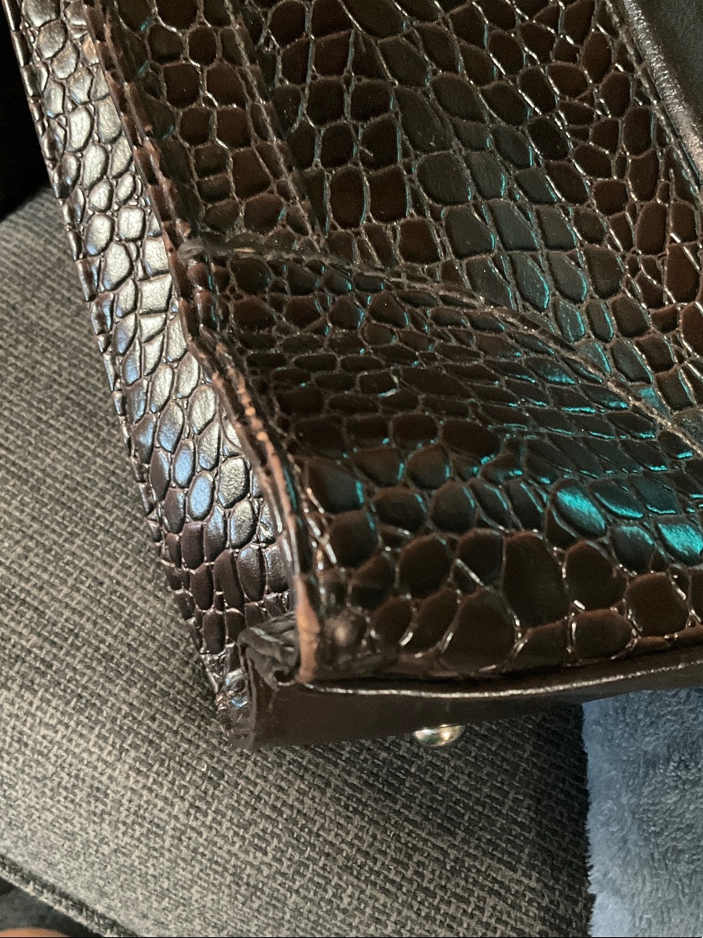 Coldwater Creek Black Croc-Embossed Tote with Silver Medallion Accent - Picture 9 of 10
